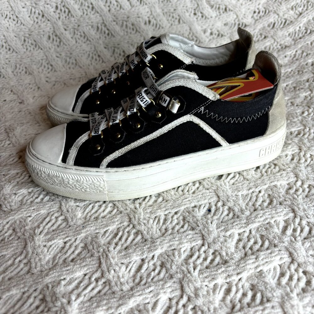 Dior Walk'n'Dior Women's Sneakers Black/White Canvas Sz 7 (39-40) Low Top Shoes - Picture 3 of 12